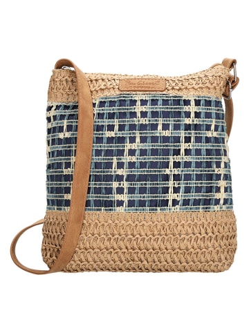 PE FLORENCE Schoudertas "Natural life" beige/donkerblauw - (B)25 x (H)25 x (D)8 cm