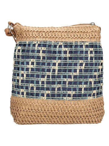 PE FLORENCE Schoudertas "Natural life" beige/donkerblauw - (B)25 x (H)25 x (D)8 cm