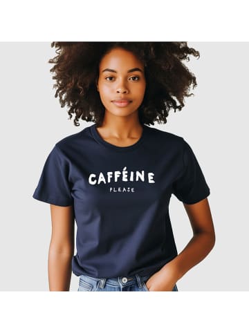 WOOOP Shirt "Caffeine please" donkerblauw