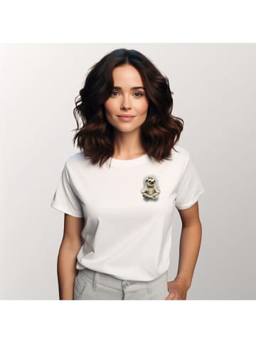 WOOOP Shirt "Sloth meditate" in Weiß