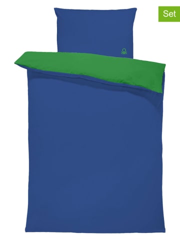Benetton 3tlg. Bettwäsche-Set in Blau/ Grün