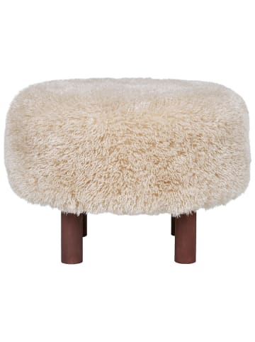 House Nordic Pouf "Inverness" in Creme/ Hellbraun - (H)33 x Ø 50 cm