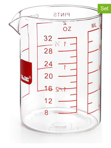 Ibili 2er-Set: Messbecher in Transparent/ Rot - 1 l
