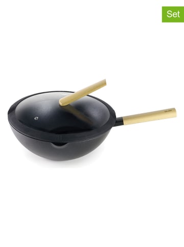 Ibili 2tlg. Set: Wok in Schwarz - Ø 30 cm