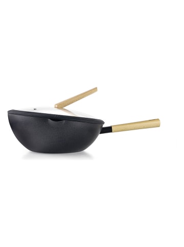 Ibili 2tlg. Set: Wok in Schwarz - Ø 30 cm
