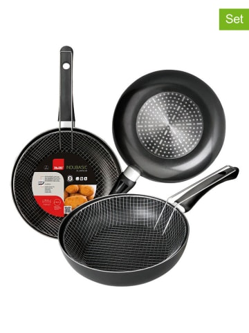 Ibili 2tlg. Set: Fritierpfanne in Schwarz - Ø 26 cm