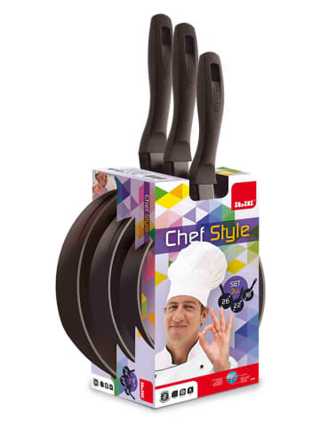 Ibili 3er-Set: Bratpfannen "Chef Style" in Schwarz