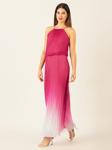 APART Plisseekleid in Pink/ Weiß