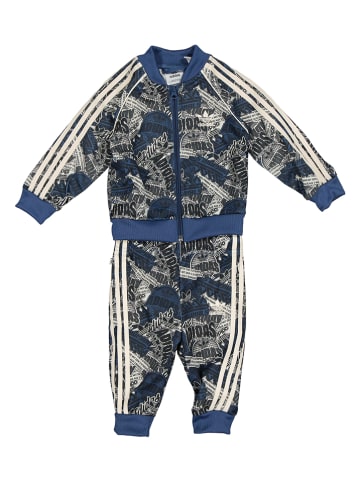 adidas Trainingsanzug in Blau/ Creme