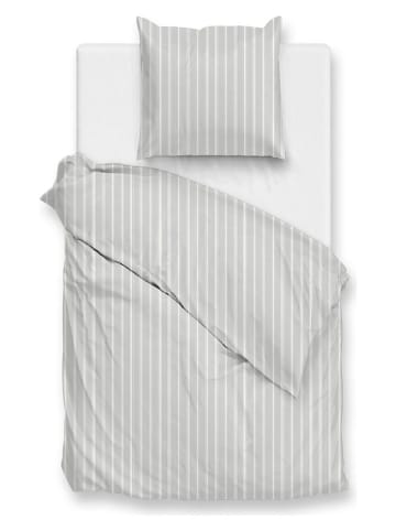 Zo!Home Perkal beddengoedset "Righe di Percalle" lichtgrijs/wit