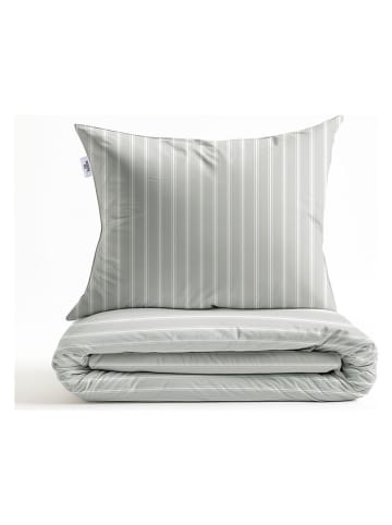 Zo!Home Perkal beddengoedset "Righe di Percalle" lichtgrijs/wit