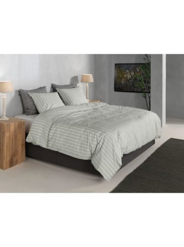 Zo!Home Komplet pościeli perkalowej "Righe di Percalle" w kolorze jasnoszaro-białym