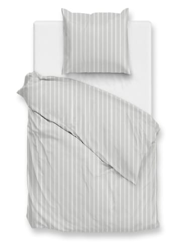 Zo!Home Komplet pościeli perkalowej "Righe" w kolorze jasnoszaro-białym