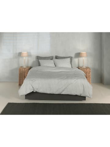 Zo!Home Perkal beddengoedset "Righe" lichtgrijs/wit