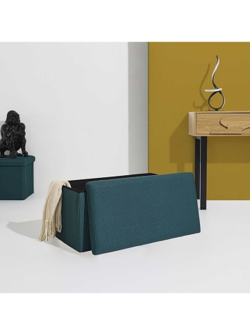 Rétro Chic Skrzynia "Atome" w kolorze morskim do siedzenia - 77 x 38 x 38 cm