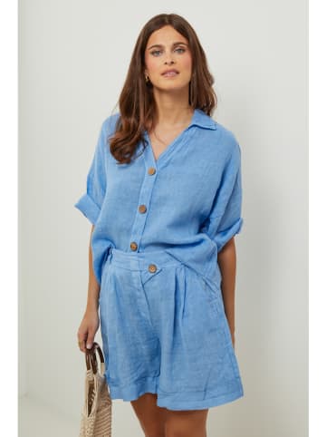 Lin Passion Leinen-Bluse in Hellblau