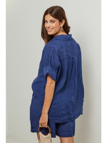 Lin Passion Linnen blouse blauw