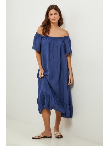 Lin Passion Leinen-Kleid in Dunkelblau
