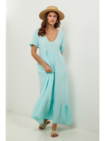 Lin Passion Leinen-Kleid in Türkis