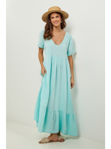 Lin Passion Leinen-Kleid in Türkis
