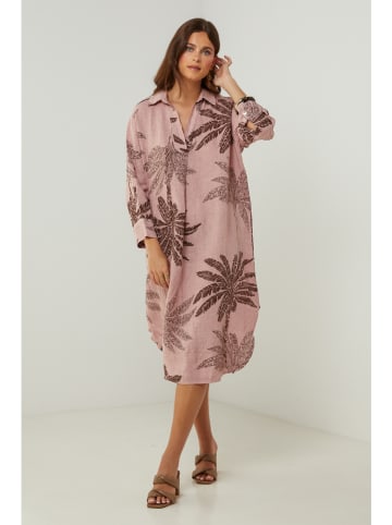 Lin Passion Leinen-Kleid in Rosa/ Braun