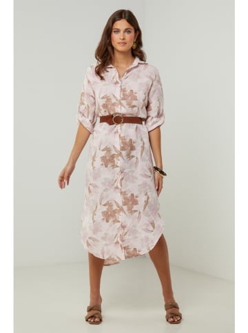 Lin Passion Leinen-Kleid in Rosa/ Creme
