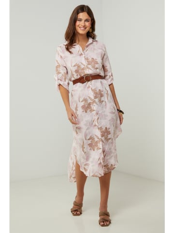 Lin Passion Leinen-Kleid in Rosa/ Creme