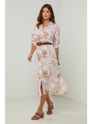 Lin Passion Leinen-Kleid in Rosa/ Creme