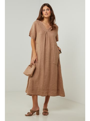 Lin Passion Leinen-Kleid in Hellbraun