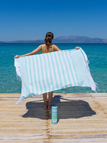 Towel to Go Strandtuch in Mint/ Weiß - (L)180 x (B)100 cm