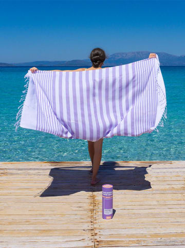 Towel to Go Strandtuch in Lila/ Weiß - (L)180 x (B)100 cm