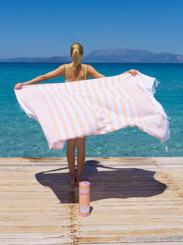 Towel to Go Strandtuch in Orange/ Weiß - (L)180 x (B)100 cm