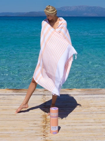 Towel to Go Strandtuch in Orange/ Weiß - (L)180 x (B)100 cm