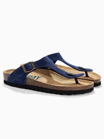 Sunbay Leren teenslippers "Camelia" donkerblauw
