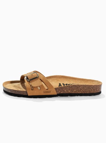Sunbay Leder-Pantoletten "Freezia" in Hellbraun