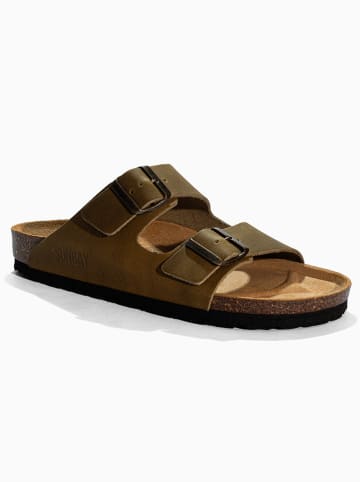 Sunbay Leren slippers "Trefle" bruin
