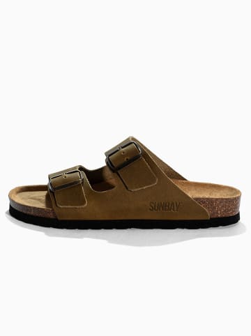 Sunbay Leren slippers "Trefle" bruin