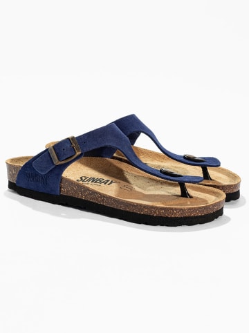 Sunbay Leren teenslippers "Tulipe" donkerblauw