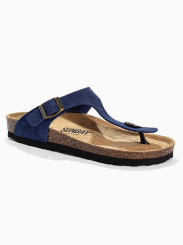Sunbay Leren teenslippers "Tulipe" donkerblauw