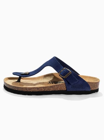 Sunbay Leren teenslippers "Tulipe" donkerblauw