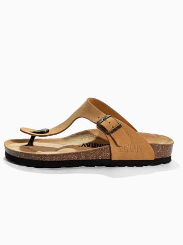 Sunbay Leder-Zehentrenner "Tulipe" in Hellbraun