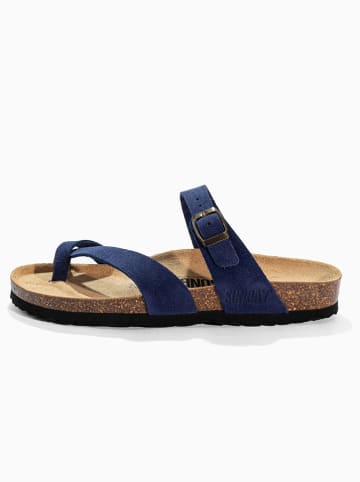 Sunbay Leren teenslippers "Tulipe" donkerblauw