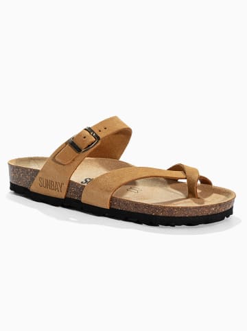 Sunbay Leder-Zehentrenner "Tulipe" in Hellbraun