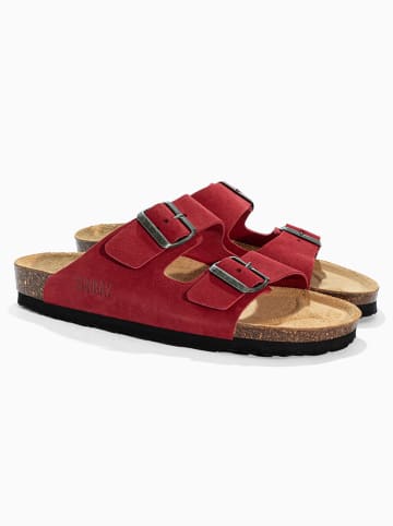 Sunbay Leren slippers "Trefle" rood
