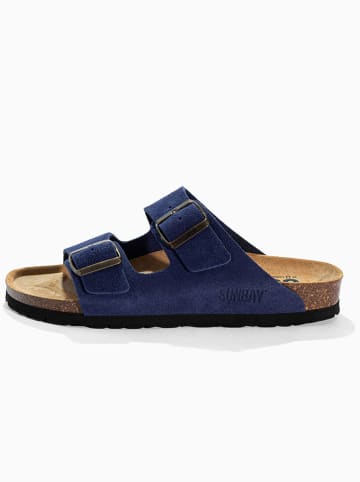 Sunbay Leder-Pantoletten "Trefle" in Dunkelblau