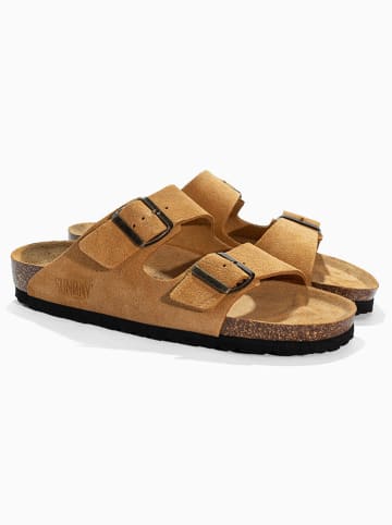 Sunbay Leder-Pantoletten "Trefle" in Hellbraun