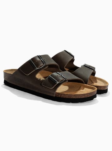 Sunbay Leder-Pantoletten "Trefle" in Dunkelbraun