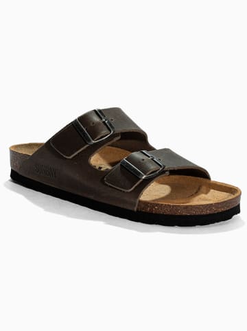 Sunbay Leder-Pantoletten "Trefle" in Dunkelbraun