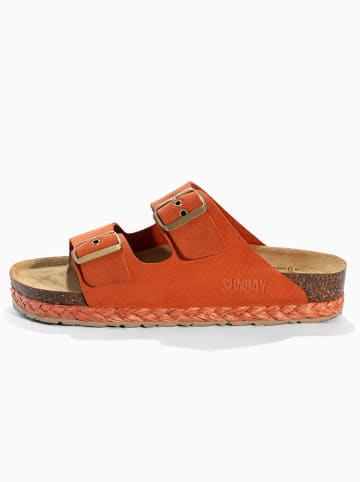 Sunbay Leren slippers "Trefle" oranje