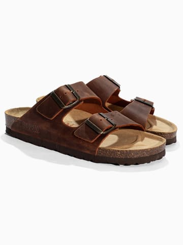 Sunbay Leder-Pantoletten "Trefle" in Braun
